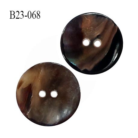 Bouton 23 mm nacre sombre 2 trous diamètre 23 mm épaisseur 2 mm prix à l'unité