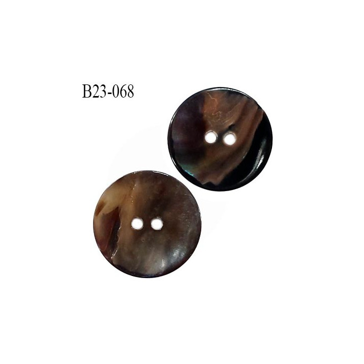 Bouton 23 mm nacre sombre 2 trous diamètre 23 mm épaisseur 2 mm prix à l'unité