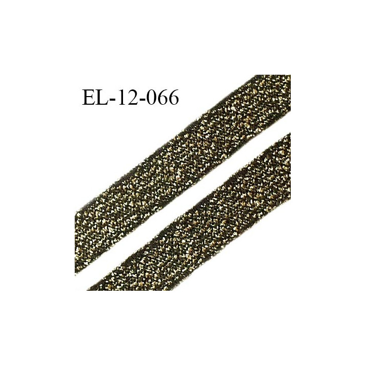 Elastique 12 mm couleur noir et pailleté doré largeur 12 mm prix au mètre