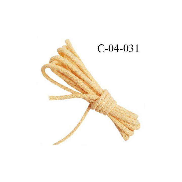 Cordon 4 mm en coton très solide couleur pêche diamètre 4 mm prix au mètre