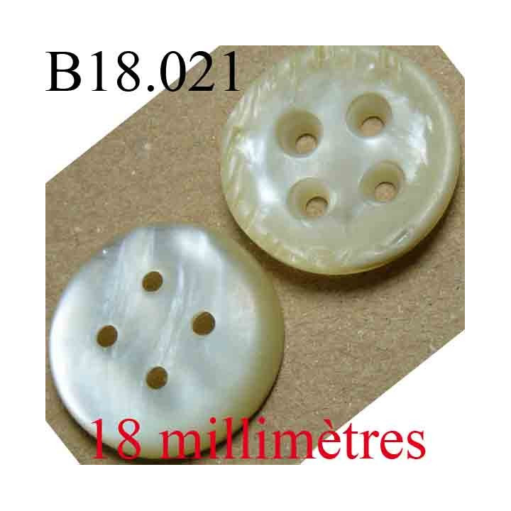 bouton 18 mm couleur nacré marbré brillant 4 trous diamètre 18 mm