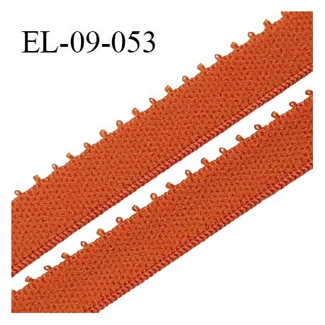 Elastique 9 mm bretelle et lingerie couleur orange cuivré largeur 9 mm haut de gamme Fabriqué en France prix au mètre