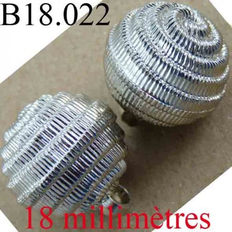 bouton 18 mm couleur chromé brillant accroche avec un anneau diamètre 18 mm