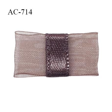 Noeud lingerie 24 mm haut de gamme en mousseline mate et centre satin couleur macchiato prix à l'unité
