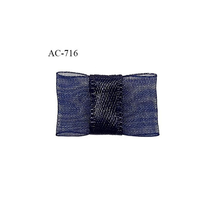 Noeud lingerie 24 mm haut de gamme en mousseline mate et centre satin couleur bleu nuit prix à l'unité