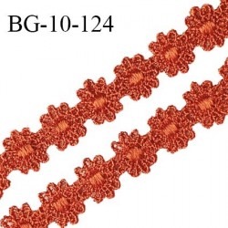 Galon ruban guipure motif fleurs couleur orange largeur 10 mm prix au mètre