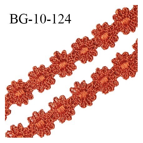 Galon ruban guipure motif fleurs couleur orange largeur 10 mm prix au mètre