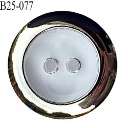 Bouton 25 mm couleur transparent et chrome 2 trous diamètre 25 mm largeur 7.5 mm prix à l'unité