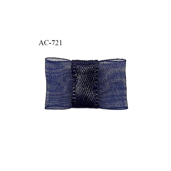Noeud lingerie 20 mm haut de gamme en mousseline mate et centre satin couleur bleu nuit prix à l'unité