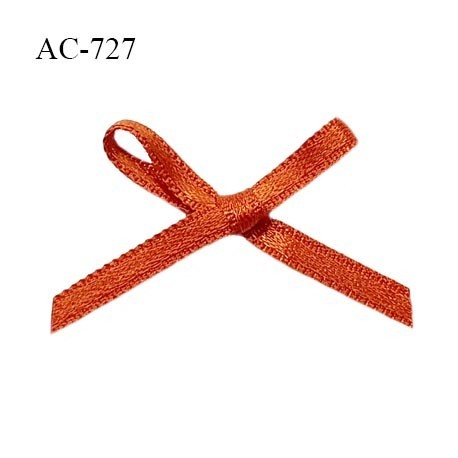 Noeud lingerie satin 32 mm couleur orange cuivré haut de gamme largeur 32 mm hauteur 25 mm prix à l'unité