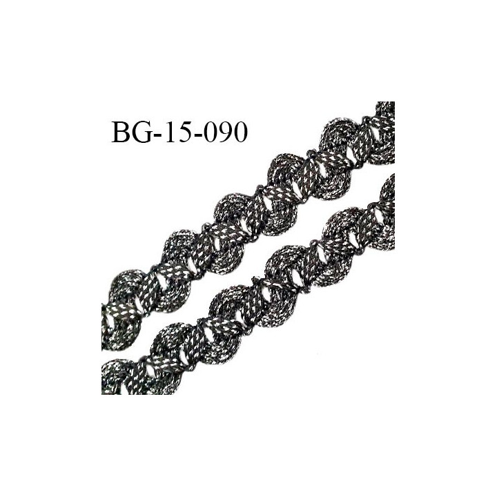 Galon ruban 15 mm style lurex couleur noir et argenté largeur 15 mm prix au mètre