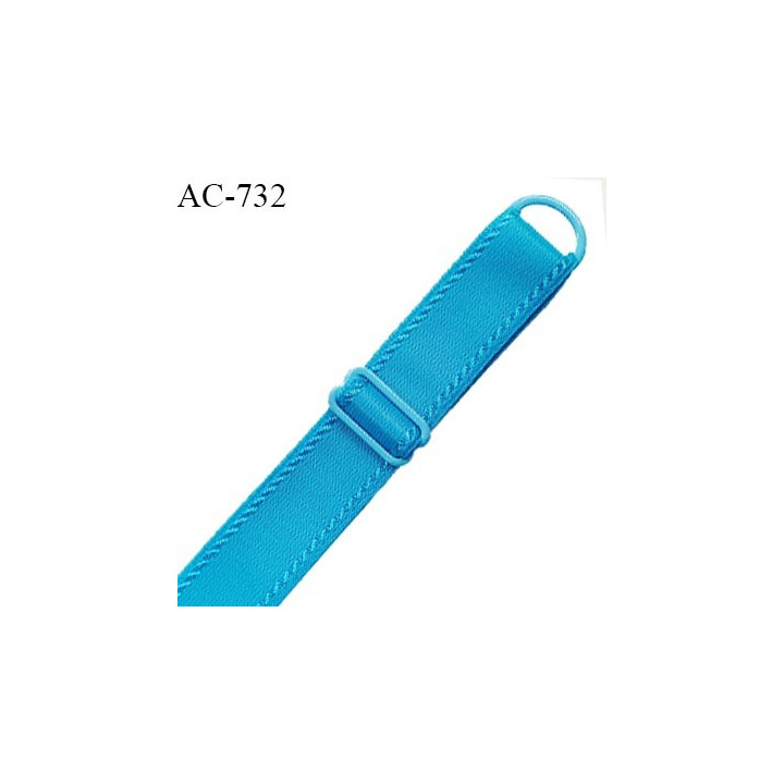 Bretelle lingerie SG 19 mm très haut de gamme couleur bleu pacifique avec 1 barrette + 1 anneau prix à l'unité