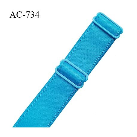 Bretelle lingerie SG 24 mm très haut de gamme couleur bleu pacifique avec 2 barrettes prix à l'unité