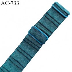 Bretelle 16 mm lingerie SG haut de gamme grande marque couleur bleu vert finition avec 2 barrettes prix à la pièce