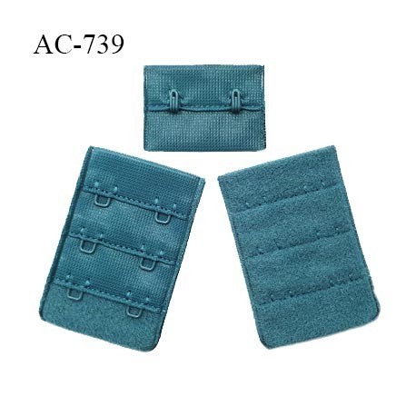 Agrafe 38 mm attache SG haut de gamme couleur bleu vert (vertigo) 3 rangées 2 crochets fabriqué en France prix à l'unité