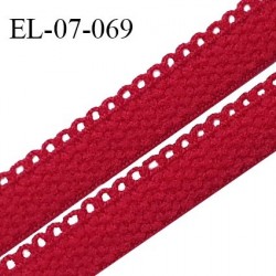 Elastique lingerie 7 mm + 2 mm picots couleur rouge goji grande marque fabriqué en France largeur 7 mm + 2 prix au mètre