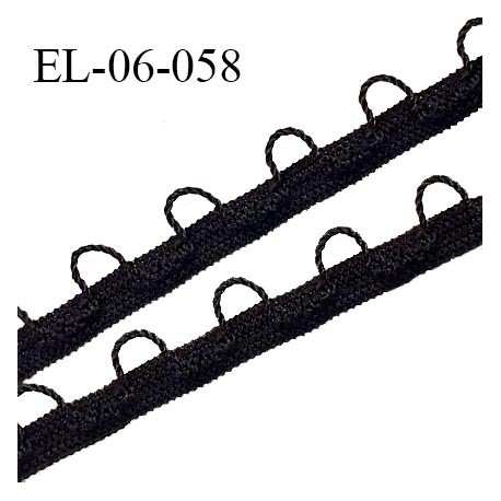 Elastique boutonnière picot 6 mm spécial lingerie haut de gamme couleur noir fabriqué en France largeur 6 mm prix au mètre