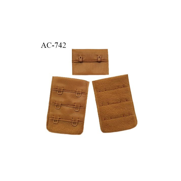 Agrafe 38 mm attache SG haut de gamme couleur havane 3 rangées 2 crochets fabriqué en France prix à l'unité
