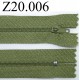 fermeture éclair verte longueur 20 cm couleur vert non séparable zip nylon largeur 2.5 cm