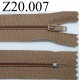 fermeture éclair longueur 20 cm couleur marron non séparable zip nylon largeur 2.5 cm