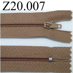 fermeture zip à glissière longueur 20 cm couleur marron non séparable zip nylon largeur 2.5 cm