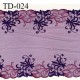 Dentelle broderie sur tulle 22 cm très haut de gamme largeur 22 cm couleur aubergine très belle prix pour 10 cm