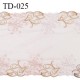 Dentelle broderie sur tulle 20 cm très haut de gamme largeur 20 cm couleur rose pâle très belle prix pour 10 cm