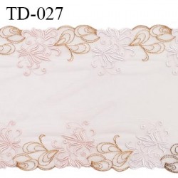 Dentelle broderie sur tulle 31 cm très haut de gamme largeur 31 cm couleur rose pâle très belle prix pour 10 cm