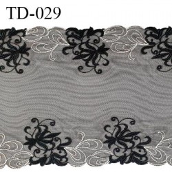 Dentelle broderie sur tulle 21 cm très haut de gamme largeur 21 cm couleur noir très belle prix pour 1 mètre