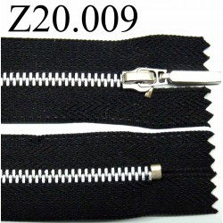 fermeture zip à glissière longueur 20 cm couleur noir non séparable zip métal largeur 2.5 cm