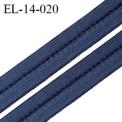 Elastique lingerie 14 mm très haut de gamme pré plié avec picots couleur bleu indigo fabriqué en France prix au mètre