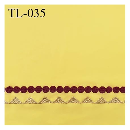 Tissu lycra 33 cm élasthanne spécial lingerie et maillot de bain couleur jaune avec bande brodée prix pour 10 cm