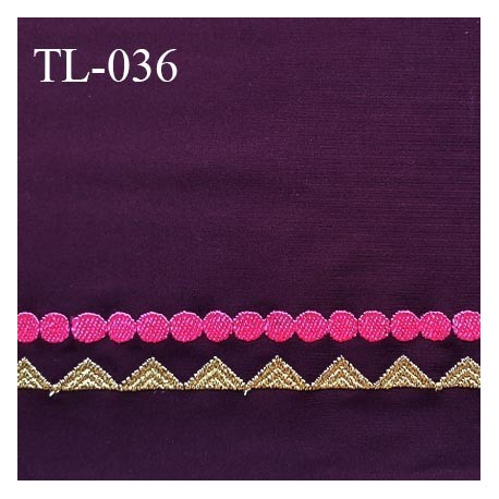 Tissu lycra 33 cm élasthanne spécial lingerie et maillot de bain couleur aubergine avec bande brodée prix pour 10 cm