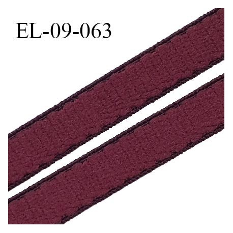 Elastique 9 mm bretelle et lingerie couleur bordeaux largeur 9 mm haut de gamme Fabriqué en France prix au mètre
