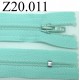 fermeture éclair verte longueur 20 cm couleur vert non séparable zip nylon largeur 2.5 cm