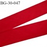 Biais à plat 30 mm à plier couleur rouge composition 65% polyester et 35 % coton largeur 30 mm prix au mètre