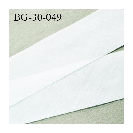 Biais à plat 30 mm à plier couleur blanc composition 65% polyester et 35 % coton largeur 30 mm prix au mètre