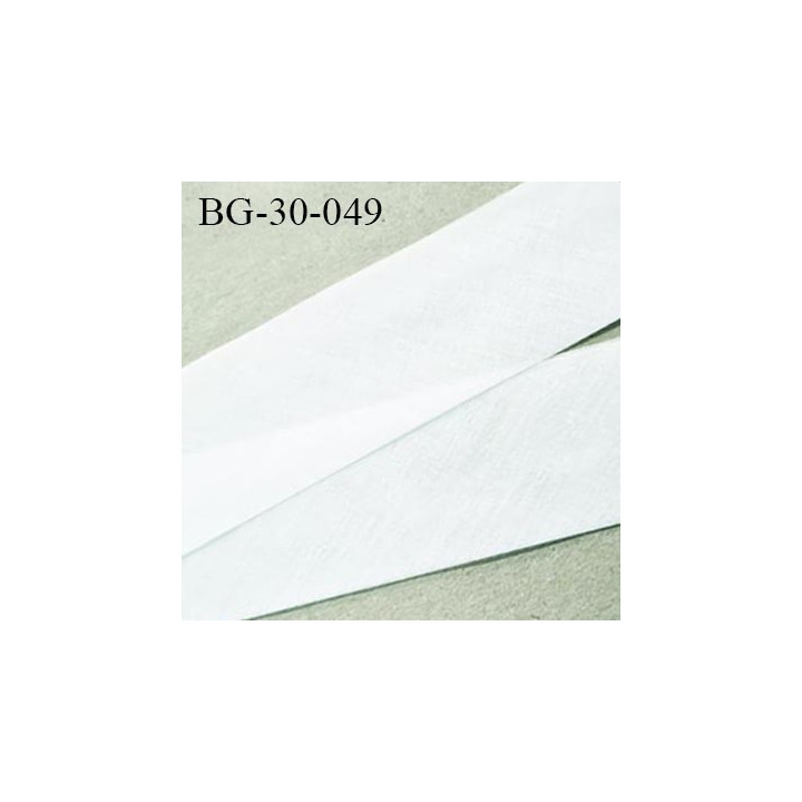 Biais à plat 30 mm à plier couleur blanc composition 65% polyester et 35 % coton largeur 30 mm prix au mètre