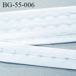 Bande Agrafe de 55 mm de hauteur et 3 rangés pour soutien gorge couleur blanc fabriqué en France prix au mètre