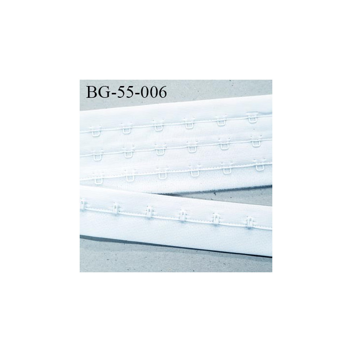Bande Agrafe de 55 mm de hauteur et 3 rangés pour soutien gorge couleur blanc fabriqué en France prix au mètre