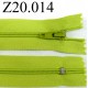 fermeture éclair verte longueur 20 cm couleur vert anis non séparable zip nylon largeur 2.5 cm