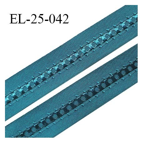 Elastique 24 mm bretelle et lingerie couleur bleu vert fabriqué en France pour une grande marque largeur 24 mm prix au mètre