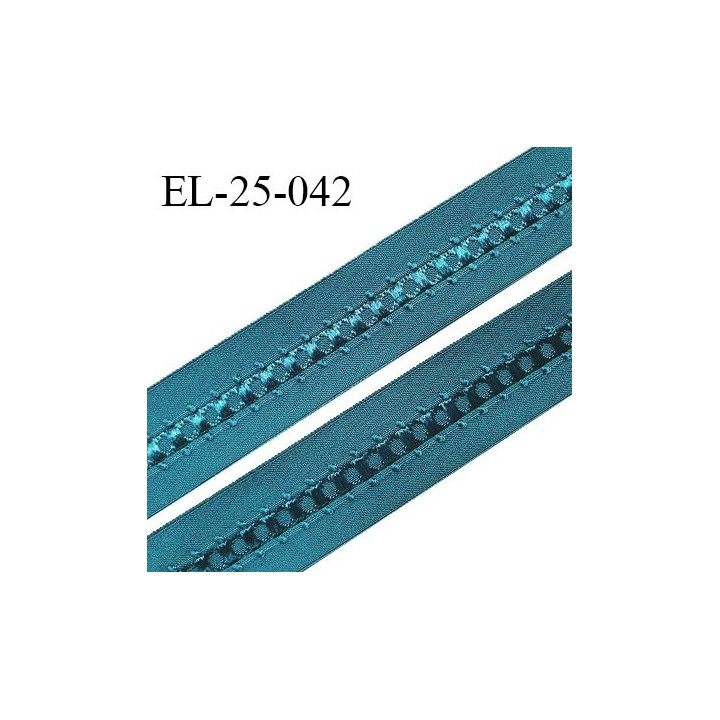 Elastique 24 mm bretelle et lingerie couleur bleu vert fabriqué en France pour une grande marque largeur 24 mm prix au mètre