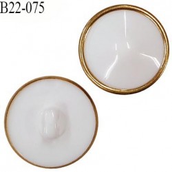 Bouton 22 mm dôme en pvc couleur blanc et doré accroche avec un anneau un diamètre 22 mm épaisseur 12 mm prix à l'unité