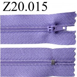 fermeture éclair longueur 20 cm couleur mauve non séparable zip nylon largeur 2.5 cm