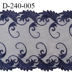 Dentelle broderie sur tulle 24 cm très haut de gamme largeur 24 cm couleur bleu nuit très belle prix pour un mètre