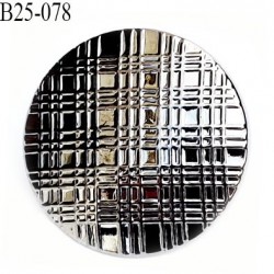 Bouton 25 mm pvc couleur acier chromé diamètre 25 millimètres épaisseur 4 mm plus anneau 4 mm