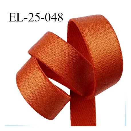 Elastique 24 mm bretelle et lingerie couleur orange cuivré brillant fabriqué en France pour une grande marque prix au mètre