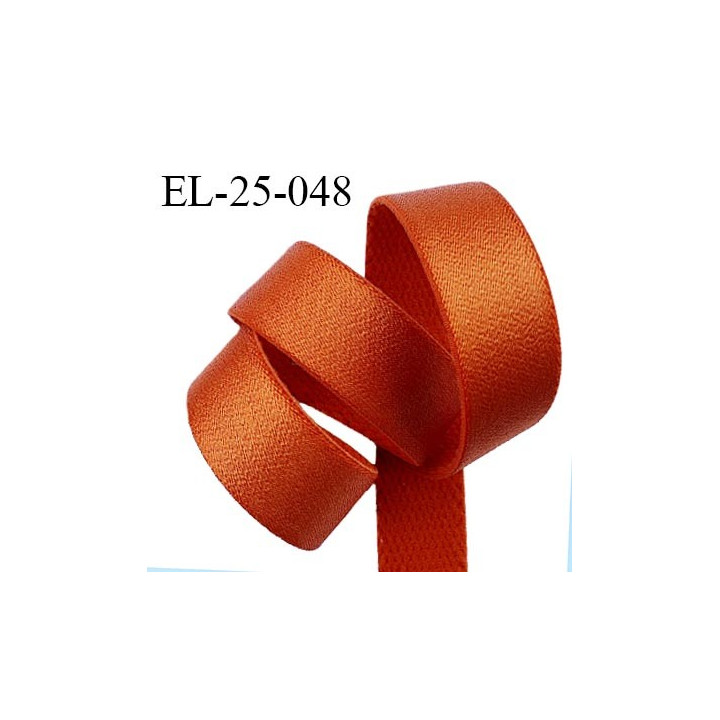 Elastique 24 mm bretelle et lingerie couleur orange cuivré brillant fabriqué en France pour une grande marque prix au mètre