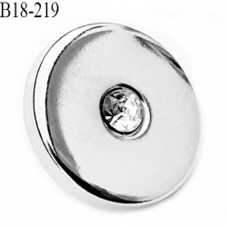 Bouton 18 mm en pvc couleur chromé avec un strass au centre  un diamètre 18 mm épaisseur 2.5 mm prix à l'unité